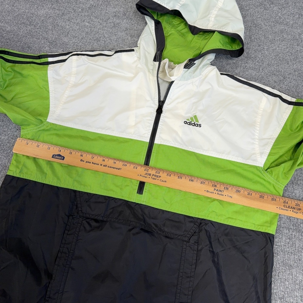 Vintage Adidas Jacket Mens Medium Windbreaker Colorblock Hooded Anorak Half Zip - Picture 8 of 12